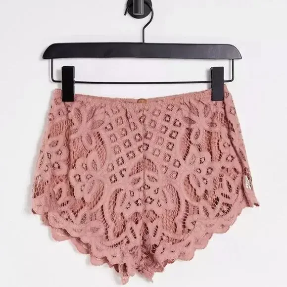 Intimately Free People XS New Adella Lace Pull On Shorts Festival Pink High Rise - Picture 10 of 11